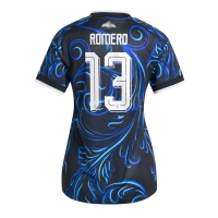 Camiseta Argentina Cristian Romero #13 Segunda Equipación Replica Mundial 2026 para mujer mangas cortas